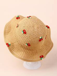 1顶婴儿/幼儿女童针织宽檐遮阳帽，透气针织夏季防晒帽 - 1PC - 查看 13