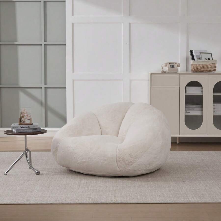 Bean Bags - Beige + Faux Fur - View 1