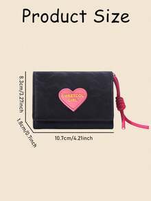 1 chiếc ví nữ ngắn hình trái tim màu kẹo ngọt, có khóa kéo, ví đựng tiền xu có quai đeo, ví đựng thẻ gập có khóa kéo, ví sắp xếp thẻ, hộp đựng thẻ di động, ví đựng thẻ ngắn gập đôi, túi đựng tiền xu, ví đựng thẻ ID, ví đựng thẻ đa chức năng, thích hợp cho du lịch nước ngoài và đi làm hàng ngày, quà tặng cho bạn bè, chị em gái và bạn gái. - Nhiều màu - Xem 4