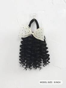 1 Tóc giả đuôi ngựa bện tay 8 inch, tóc giả tổng hợp có chi tiết nơ, có thể tháo rời và tái sử dụng, lý tưởng cho phụ nữ. - Màu đen tự nhiên - Xem 3