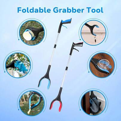 Garbage Picker, Picking Tongs, Foldable Aluminum Alloy Metal Grasping Tool, Reaching Picking Tool, Outdoor Garbage Grabber, Cleaning Supplies, Cleaning Tools