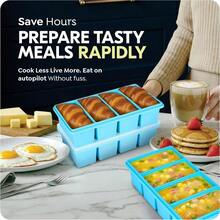 1 Cup Silicone Freezer Trays With Lids, Soup Freezer Container Molds, Easily Prepare Portioned Meals, Great Storing Soups, Leftovers, Sauces And Other Dishes, Oven Dishwasher -  - 2 Pack - 藍色 - 查看 7