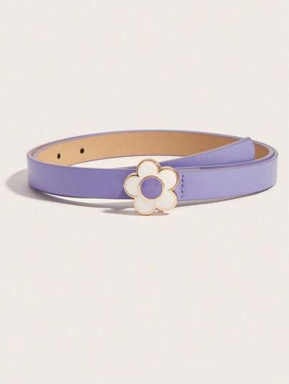 1pc Kids Floral Waist Belt, Cute Purple Flower Thin Belt For Girls, Suitable For Dresses, Pants, Sweaters, Party, School Daily Wear