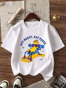 1pc Young Boy Casual Printed Round Neck Short Sleeve T-Shirt, Summer Student Wear - A And Versatile T-Shirt That Brings Joy And Happiness To Every Child! - White - View 3