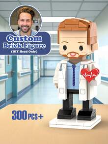 1pc Customized Brick Figure Over 300 Pieces, Personalized Full Body Brick Figure 1-2 People (Over 500 Pieces), Customized Brick Couple Figure, Customized Square Face Brick Head, Customized Full Body Brick Figure 2 People, Customized Brick Figure Gift For Adults 14+ Years Old, Customized Brick Figure, Personalized Mini Building Block Set - Style 1 - View 9