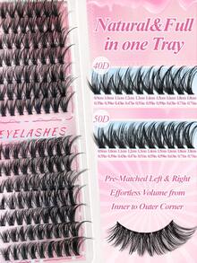 252 PCS 40D+50D Mixed Lash Clusters, Reusable DIY Eyelash Extensions For Natural & Dramatic Eye Makeup, By FQBFQB - D - View 3