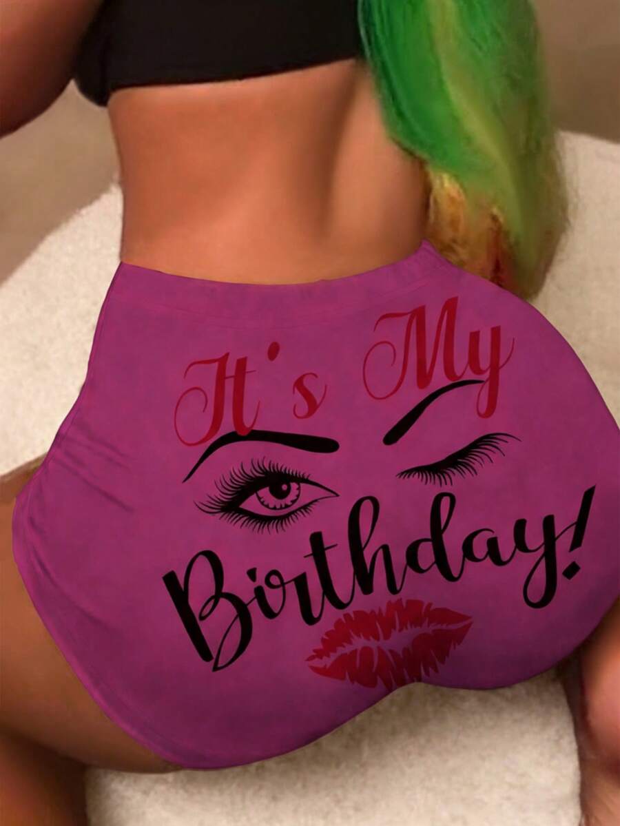 Women's Shorts For Summer, Fashionable Eye Printed Shorts - Hot Pink - View 1