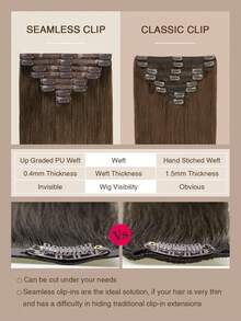Yilite 14-20 Inch Seamless Clip-In Hair Extensions, Real Human Hair, #4 Chocolate Brown, Remy Clip-In Hair Extensions, Real Human Hair, Invisible PU Skin Weft, Natural Remy Clip-In Hair Extensions, Real Human Hair - S4 - View 5