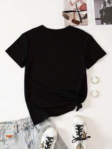1pc Note to Self inspirational Quote T-Shirt,Cotton 100% Blend, Casual Crew Neck, Short Sleeve, Regular Fit, Knit Fabric, all Seasons Tee - Preto - Ver 2