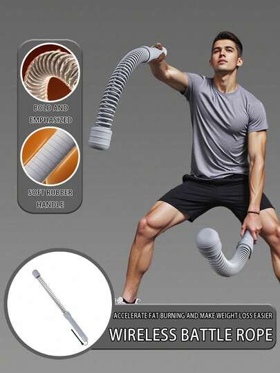 2pcs Wireless Training Ropes, Portable Training Ropes, Boxing Ropes, 3-In-1 Multi-Functional Wireless Boxing Ropes, Air Ropes, Adjustable Resistance, High Intensity Interval Training (HIIT) Fitness Equipment, Slim Arms, Cardio And Muscle Training, Low-Impact Cardio, Suitable For Beginners, Unisex, Home Fitness Equipment