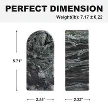 Koville - Sujetalibros de mármol italiano Carrara para estantes extremos de libros decorativos soportes de libros de mármol de 3.18 kg decoración de departamento para libros - Verde Mármol-verde oliva - Ver 2