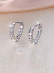 1 Pair Elegant Teardrop Earrings With Full Rhinestones, Versatile Daily Wear Earrings - Earrings - View 7