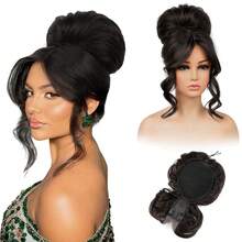 二合一抽绳马尾假发，带长刘海，自然发型假发，女士发饰 - 彩色 - 查看 10