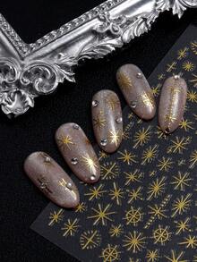 Autocollants pour ongles dorés brillants et étoiles laser - Autocollants en papier pailleté auto-adhésifs avec effet pailleté scintillant, forme de gland, design de dessin animé à usage unique pour manucure et pédicure, décoration d'ongles - Multicolore - Voir 9