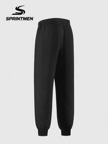 男士黑色吸湿排汗、透气轻便抽绳腰束口运动裤，适合健身训练、日常穿着，可机洗，夏季款 - 黑色 - 查看 8