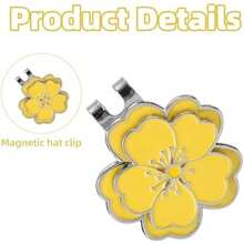 2pcs Magnetic Golf Ball Marker With Hat Clip, Flower Shape Magnetic Golf Hat Clip Ball Marker Set Sport Decoration Accessories For Men Women Golfer (Yellow) - / - View 4