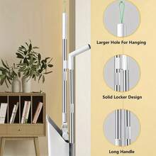 Broom And Dustpan, 4-In-1 Broom With Dustpan Combo Set Foldable And Rotating And Set With Long Handle For Home Office School Dorm - 四合一[隱藏式刮刀]掃把套裝白色 - 查看 8