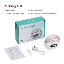 Hailicare Máy cắt móng tay điện tử có màn hình LED, 3 tốc độ điều chỉnh, 2 trong 1 vừa cắt vừa đánh bóng, đèn tích hợp và hộp hút bụi móng, sạc qua cổng Type-C, bộ dụng cụ làm móng di động tiện lợi cho gia đình và du lịch. - trắng - Xem 11