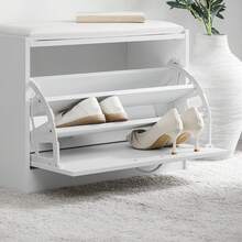 SoBuy FSR16-W, Hallway Shoe Bench Shoe Rack Shoe Cabinet With Flip-Drawer And Removable Seat Cushion, White, Depth: 30cm - White - View 12