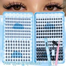 322 buc Gene False în Formă de Cluster, Set de Extensii de Gene Mixte, D-Curl Flirty, Kit de Extensii de Gene DIY, Gene Individuale Moi, Creează un Aspect Natural de Machiaj Y2K, Include Gene Individuale, Adeziv, Sealant, Pensetă, Combinații Multiple de Gene pentru a Se potrivi Diferitelor Nevoi de Machiaj ale Ochilor - Negru - Vizualizare 10
