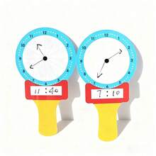 Quixorblex 1 pieza Pizarra blanca reutilizable con forma de reloj de mano - Herramienta de enseñanza reutilizable para la conciencia del tiempo, ayuda de aprendizaje de matemáticas, accesorio de aula Montessori, gadget interactivo para la primera infancia, esencial creativo de vuelta a la escuela para maestros, accesorio de aprendizaje para el hogar y la escuela infantil - Multicolor - Ver 2