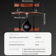GINGPAI Adjustable Hanging Speed Ball Punching Bag, Home Boxing Training Reaction Exerciser, Stress Relief - Black - View 4