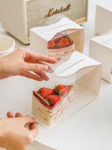 5 piezas/10 piezas/15 piezas Cajas de papel para cupcakes con ventana transparente, adecuadas para muffins, pasteles, postres, té de la tarde, tartas mousse, embalaje para hornear - color aleatorio - Ver 8