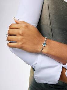 1pc Galaxy Blue Planet Bracelet, Suitable For Daily Wear By Women - Galaxy Blue Planet - View 4