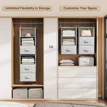 Maximize Your Closet Space With This 6-Shelf Hanging Organizer, Complete With 3 Drawers. This Versatile Unit Can Be Separated Into Two 3-Shelf Organizers, Perfect For Wardrobe, Nursery, Or Dorm Storage. - Silver Gray - View 4