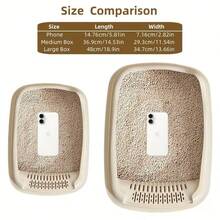 Large Cat Litter Box ,Semi-Enclosed With  Open  Structure, High Sides  & Splash Proof, Durable Double-Layer Cat Toilet With Wide Filtering Step, Easy To Assemble And Clean, Three Colors & Two Sizes To Choose,Includes Free  Scoop, Comfortable For Active And Large Cats,Ideal For Everyday Home Use. - M - View 8
