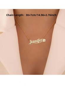 1 Peça Colar de Aço Inoxidável Dourado Personalizado Elegante - 5 Opções de Fonte para Personalização, Adequado para Dia das Mães, Dia dos Namorados, Aniversários, Casamentos e Cerimônias de Formatura - Presente Único para Ela - Estilo sete - Visão 5