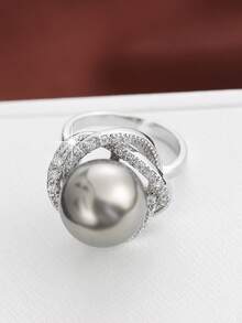 1pc Fashionable Flower Shaped Cubic Zirconia Inlaid Adjustable Ring For Women - Multicolor - View 15