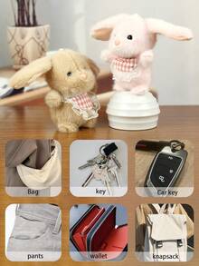 Lindo colgante de peluche de conejo de piel, llavero de pareja, colgante de conejo pastel esponjoso, llavero de colgante de conejo adorable, regalo del Día de San Valentín/cumpleaños para mujer, accesorio de llavero de dibujos animados, accesorio de llavero de peluche suave, pequeño regalo, regalo de pareja, recuerdo de evento, utilería de fiesta, regalo de amigo - Multicolor - Ver 8