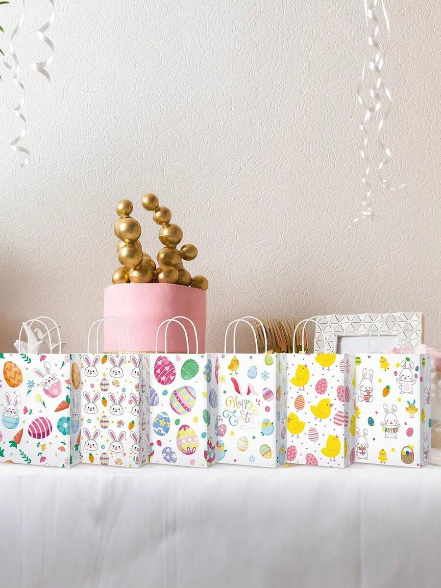 Easter Gift Bag Rabbit Paper Candy Bag With Handle Easter Party Gift Bag Spring Rabbit Easter Egg Chicken Candy Bag Children's Festival Party Gift Packaging - Multicolor - View 1