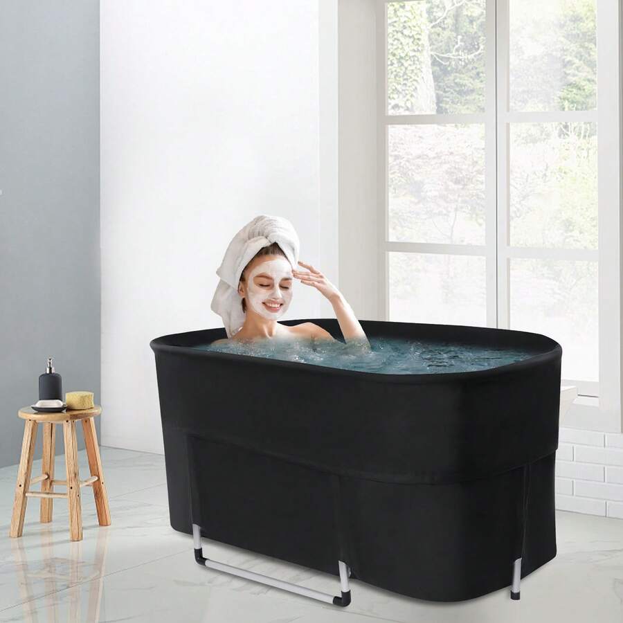 330.69 Lbs Loading Capacity Foldable Ice Bath, Outdoor Indoor Cold Bathtub, 6-Layer Insulation Layers Portable Bath Tub With Foot Pad For Homes, Rvs And Travel