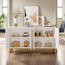 FINMIND 59" Sideboard Buffet Cabinet With Storage, White And Gold Sideboard With 4 Doors - White - View 5