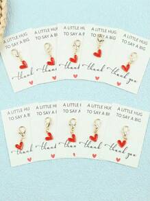 Joivida Personalized Heart-Shaped Metal Keychain, Customizable Message - Gold Pendant, Cartoon Heart Shape, Thank You Gift, For Teacher, Girlfriend, Mom, Best Friend | Personalized Gift | Christmas, Car Accessories, Y2K Gothic Style Bag Charm, ID Card Lanyard, Car Accessories, Bag Pendant - Red - View 1