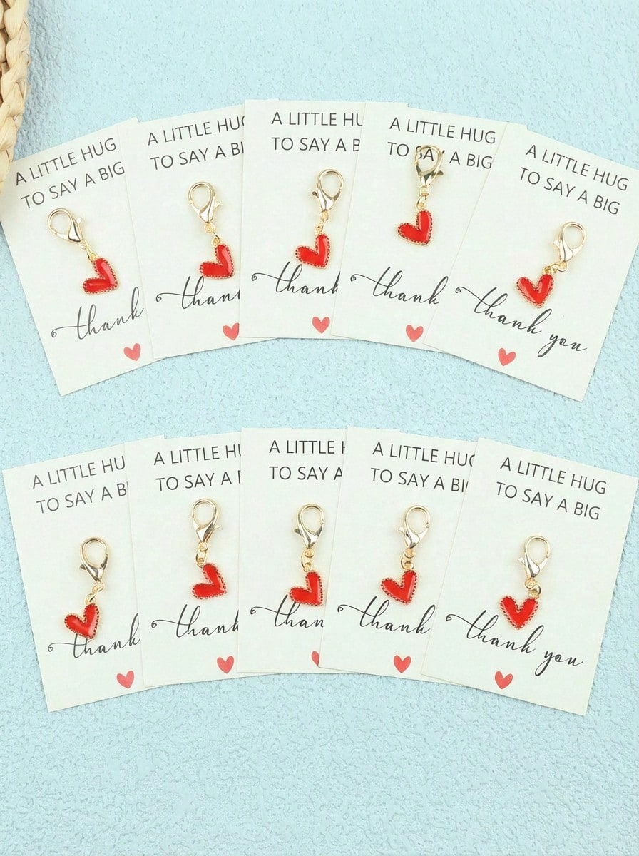 Joivida Personalized Heart-Shaped Metal Keychain, Customizable Message - Gold Pendant, Cartoon Heart Shape, Thank You Gift, For Teacher, Girlfriend, Mom, Best Friend | Personalized Gift | Christmas, Car Accessories, Y2K Gothic Style Bag Charm, ID Card Lanyard, Car Accessories, Bag Pendant - Red - View 1