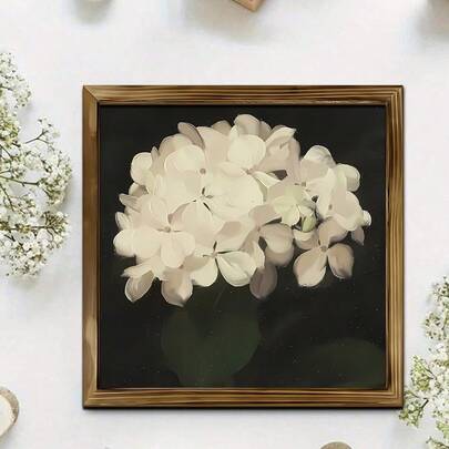 1/2pcs Charming White Floral Wooden Frame Decor, Vintage Pear Still Life Art, 8x8 Inches, For Living Room, Office Desk, Party Decoration, Ideal Easter Or Mother's Day Gift