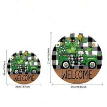 1 pezzo Cartello di benvenuto per San Patrizio in legno, decorazione per porta d'ingresso irlandese, cartello da appendere in legno per porta d'ingresso per San Patrizio, decorazione in legno a forma di quadrifoglio per porta d'ingresso, decorazione da fattoria per veranda - Multicolore - Visualizzare 8