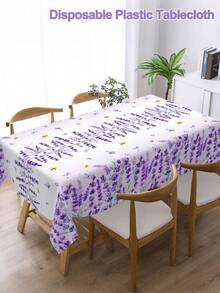 1pc Lavender Disposable Tablecloth - 137x183cm Spring PE Rectangle Table Cover, Suitable For Weddings, Parties, Birthday, Bridal Shower, Graduation, Baptism, Banquets, Spring Summer Party Table Cloth, Home Decorations, Kitchen Accessories - Multicolor - View 4