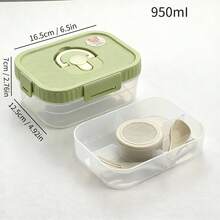 Double Layer Transparent Plastic Bento Box With Sauce Dish And Tableware, Sealed And Leak Proof Fruit Salad Food Container, Reusable Lunch Container, Suitable For Students Adults To Use In School, Office, Travel, Camping, Picnic, And Back To School - Multicolor - View 18