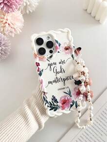 Ốp lưng điện thoại TPU tối giản họa tiết hoa, viền sóng, sơn màu trang nhã, chống rơi vỡ, kèm phụ kiện vòng tay hạt cườm, tương thích với iPhone 17Pro/17Air/17/17ProMax 16/11/16Pro/16Plus/16ProMax/16E/15ProMax/13/14/12/XS/XR/7G/8PXR/7/8, tương thích với iPhone 15ProMax, 13, 14, 11, X, 12/14. Ốp lưng TPU mềm mại, sơn màu, bảo vệ điện thoại, quà tặng mùa xuân. - Nhiều màu - Xem 1