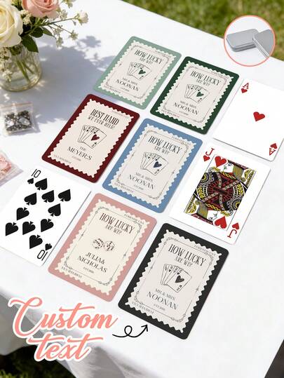 1 bộ quà tặng kỷ niệm đám cưới tùy chỉnh, bộ bài chơi có lời mời cá nhân hóa, quà tặng kỷ niệm độc đáo, quà tặng tiệc cưới, bộ bài chơi nhiều màu sắc có khung, trang trí đám cưới, quà tặng khách mời đám cưới