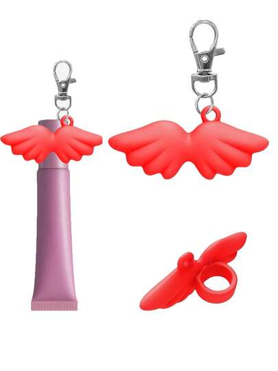 1pc Angel Wings Lipstick Set, Angel Wings Lipstick Keychain, Lipstick Keychain, Keychain Accessories, Women's Accessories, Small Jewelry, Hanging Bag Accessories, Car Keychain, Keychain Strap, Keychain, Keychain Accessories, Keyring, Couples Keychain, Women's Hat Shaped Keychain Accessories, Birthday Gift, Holiday Gift, Gift For Makeup Lovers