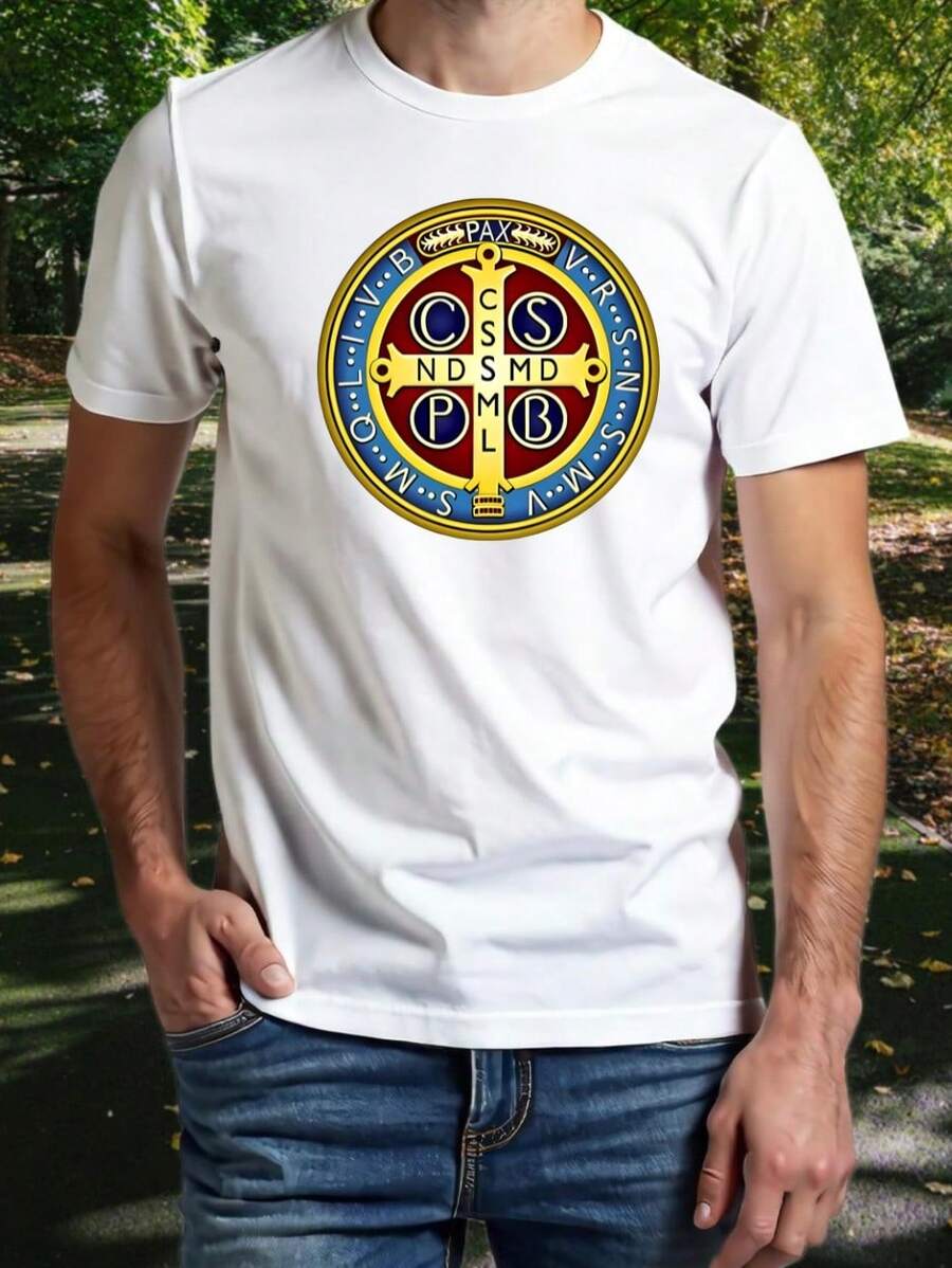 Camiseta Estampa Medalha De São Bento -fé ,estilo E Proteção - Branco - Visão 1