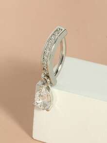 1pc Stainless Steel Navel Ring With Cubic Zirconia, Brass Material, Dangle Style, Fashionable & Minimalist Design, Suitable For Daily Wear - Belly ring - View 11