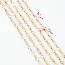 1m Stainless Steel Jewelry Making Chain, Hollow Rectangular Design With Round Spacers, Suitable For DIY Necklace, Bracelet And Other Accessories - Stainless Steel Chain - View 4