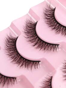 7 Pairs Soft Natural Lashes Crossed Faux Mink Eyelash Wispy Fluffy Curly Cat Eye False Eyelashes Natural Look Faux Mink Lashes Makeup Tool Lashes Strip Lashes,Lashes,Eyelashes,Fake Lashes - Natural Lashes - View 3