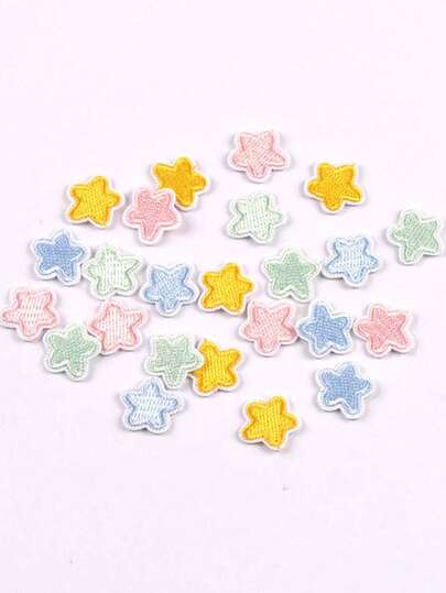 10pcs 18x18mm Mixed Color Delicate Pentagram Patches For DIY Clothing/Bag/Headwear Decoration, Personalized Sewing Accessories, Small Patches With Hot Melt Adhesive